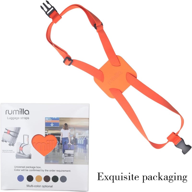 RUMILLA Luggage Straps Bag Bungee， Luggage Straps Suitcase Adjustable Belt，Add a Bag Easy to Travel Suitcase Elastic Strap Belt (Orange Luggage strap-1PCS) - Image 4